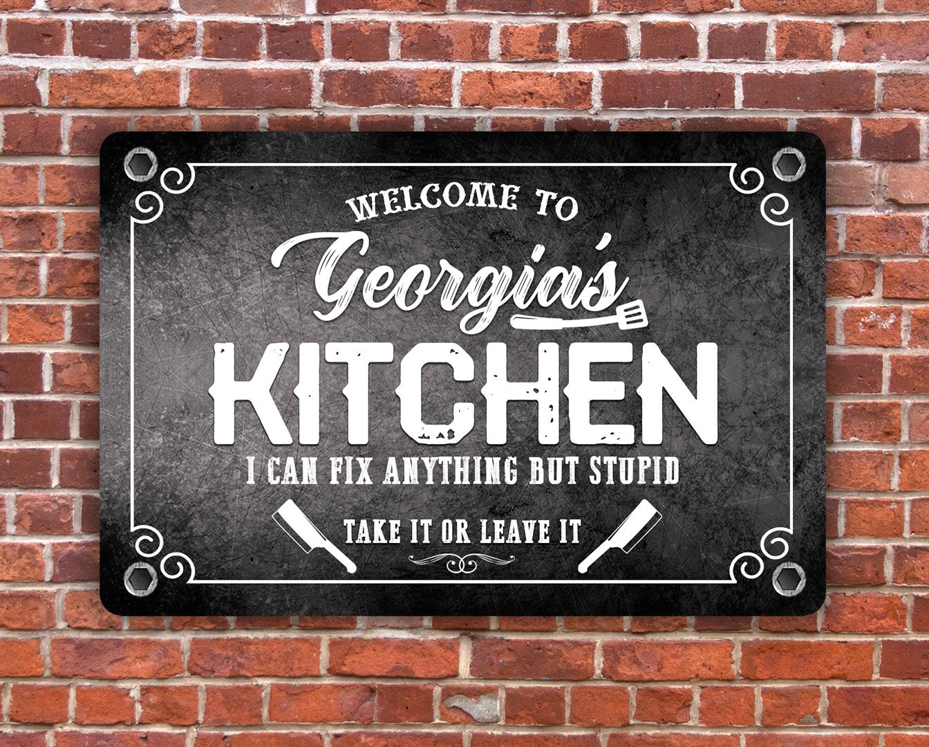 Personalized Cooking Kitchen Sign Custom Rusty Steel Etsy