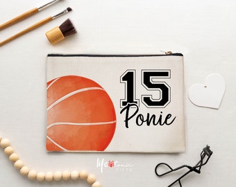 Basketball Personalized Sports Pouch- Sports Essential Bag-Sports Cosmetic Bag-Sports Bag-Customized Sports Accessory Bag