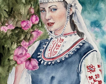 Bulgarian girl in national costume PRINT