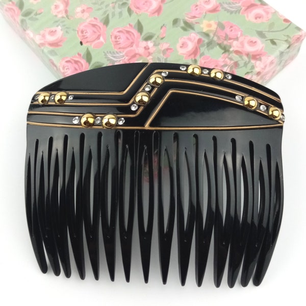 Peigne cheveux vintage bijou cheveux qualité haut de gamme France acétate black hair comb