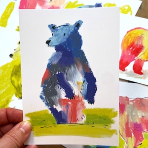 postales pastel ours | Impressions d'art A6 illustrées de Sketchbook | Jolies cartes postales d'animaux à offrir, à tenir un journal ou à créer de l'art mural