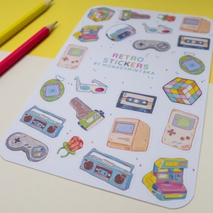Retro Sticker Sheet | A5 Matte Vinyl Stickers | 80s and 90s Nostalgia Stickers for Journals & Planners