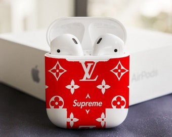 Airpods Supreme Inspired By Louis Vuitton Skin Airpod Decal Stickers Logo Lv Apple Supreme