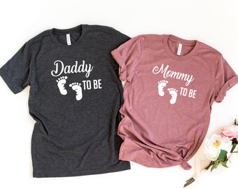 pregnancy announcement shirt, baby reveal t shirt, Mommy and Daddy to Be couples pregnancy announcement for dad, Cute, Spring, Summer,