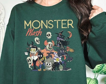 Monster Halloween Shirt, Fall Sweatshirt, Spooky Season Graphic Tee, Werewolf Crewneck, Retro Autumn Tshirt, Ghost Sweater, Character Mash