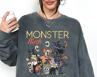 Vintage Halloween Comfort Colors Sweatshirt, Monster Mash Sweater, Retro Fall Oversized Crewneck, Distressed Aesthetic, Nostalgic Ghost Tee