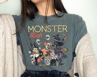 Monster Mash Shirt, Retro Halloween Comfort Colors T-shirt, Fall Graphic Tee, Vintage Inspired Oversized Apparel, Ghost Character Tshirt