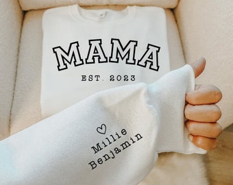 Pull de maman personnalisé, chemise de maman personnalisée, maman de tout-petit, cadeau de noms d'enfants, cadeau pour maman, cadeau de nouvelle maman, cadeau de fête des mères pour femme, tee-shirt de mère