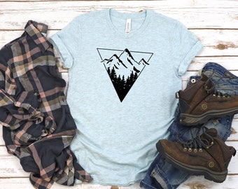 Mountain Hiking Geometric Wanderlust T Shirt, Outdoors Tee Hiking T-Shirt, Travel Tee, Adventure Camping T Shirt Cute Shirts National Park