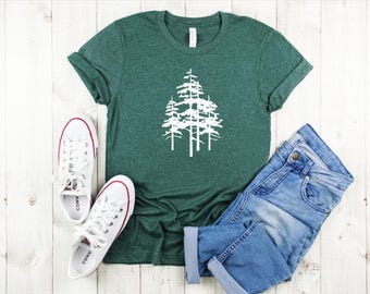 Pine Tree T Shirt, Crewneck, Wilderness Sweater, National Park Top, Rustic Outdoorsy Shirt, Nature Lover Gift, Granola Girl Hiking Tee
