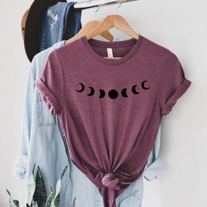 Moon Phase T Shirt – Celestial Graphic Tee, Lunar Cycle Shirt, Boho Moon Top, Astrology Gift, Witchy Aesthetic Clothing, Spiritual Tee