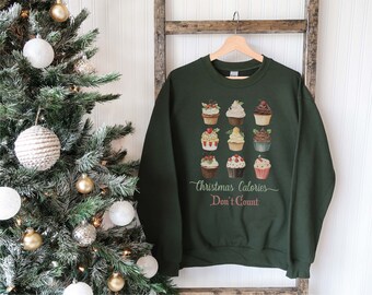 Christmas Sweater, Holiday Baking Shirt, Xmas Tee, Aesthetic Retro Tshirt, Cozy Sweatshirt, Christmas Calories, Festive Pullover,