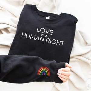 Pride Sweater, Human Rights Sweatshirt, Love Is Love, LGBTQ+ Shirt, Rainbow Pride Month, Lesbian Crewneck, Bisexual Tshirt, Subtle Pride