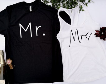 hubby wifey matching shirts, bride groom mr. mrs. wedding day honeymoon shirts, couples gift, personalized bride groom couples gift