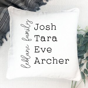 Personalised Family Christmas Linen White Cushion Cover Home Decor Family Name 