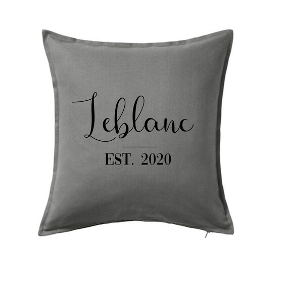 or custom color pillow cover Personalized wreath family name and letter BLACK