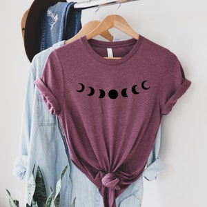 Moon Phase Shirt, Spiritual Psychic Boho Shirt, Full Moon Shirt, Hiking Shirt, Camping Gift, Moon Phases Shirt, Moon Shirt, Celestial