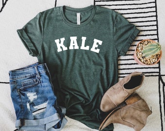Kale Vegan Shirt, Unisex Kale T-Shirt, Vegan Lover Shirt, Vegetarian Tee, Plant Vegan Gift, Varsity College Shirt