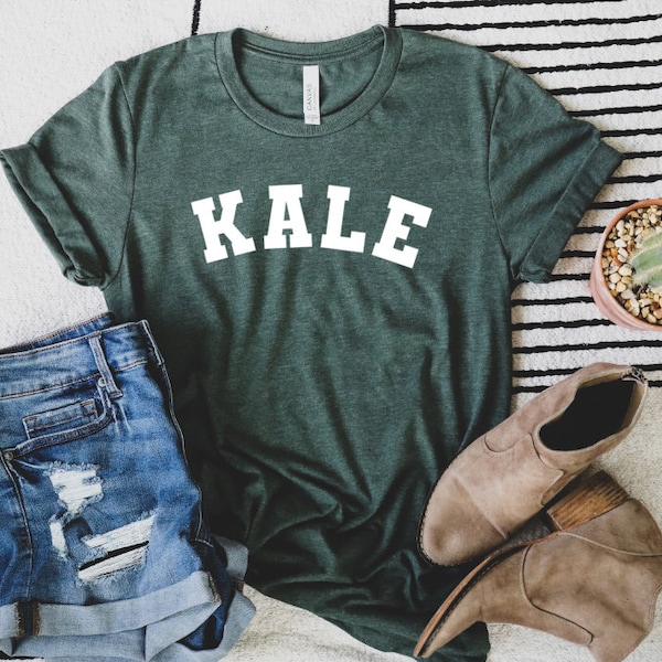 Kale Vegan Shirt, Unisex Kale T-Shirt, Vegan Lover Shirt, Vegetarian Tee, Plant Vegan Gift, Varsity College Shirt