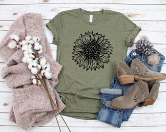 Sunflower Fall Shirt, Gift for her, Floral Tee, Garden Shirt, Birthday Gift, wildflower shirt, plant lover gift, bee shirt, sunflower tshirt