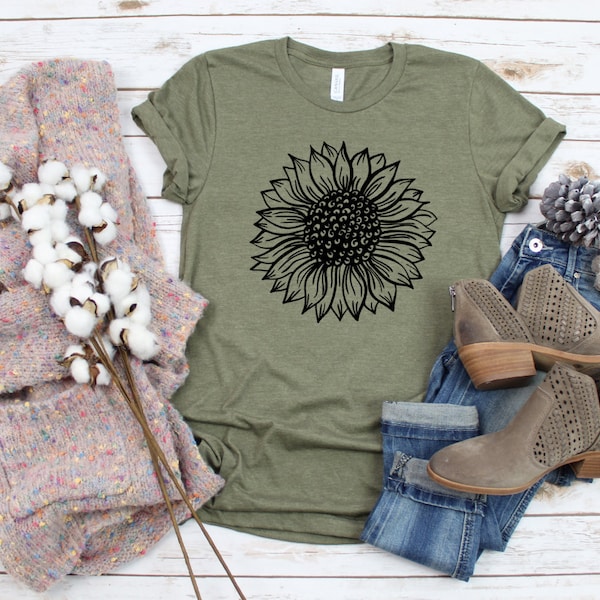Sunflower Fall Shirt, Gift for her, Floral Tee, Garden Shirt, Birthday Gift, wildflower shirt, plant lover gift, bee shirt, sunflower tshirt