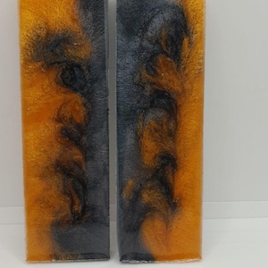 2pcs,Epoxy Resin Knife Handle Blanks – Handmade Swirl Scales for Knifemaking, DIY Knife Handles Material, Custom Resin (127x9x40mm) (N208)