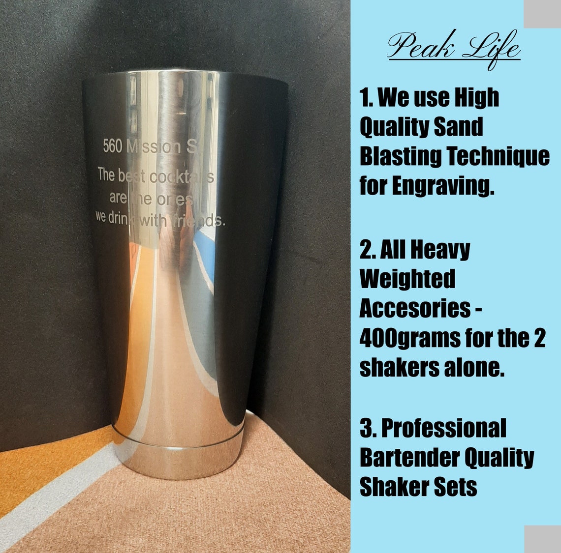 Personalized Engraved Boston Cocktail Shaker Set Cocktail Etsy