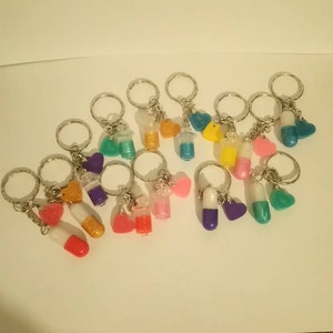 Syringe Pill Heart Keychain Keyring