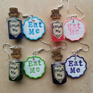 Alice in Wonderland Eat Me Drink Me Earrings