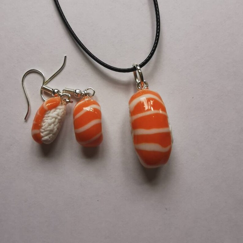 Sushi Necklace, Sushi Earrings, Ramen Earrings Bild 2