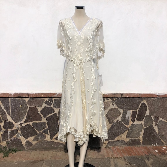 Short ivory lace Wedding dress, linee lenght Weddi