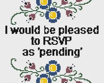 RSVP as pending cross stitch pattern