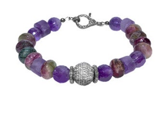 Rainbow Tourmaline, amethyst and diamond bracelet