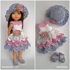 Paola Reina Las Amigas 13 inch doll clothes crochet; Paola Reina dress; Paola Reina hat; Paola Reina shoes; handcrafted