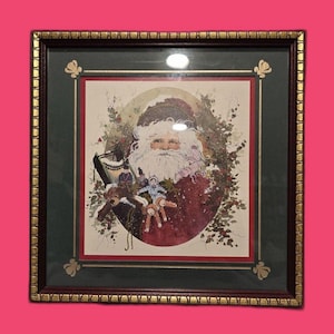 HOMCO Home Interiors Framed Santa Wall Decor Painted