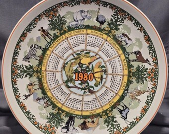 Wedgwood Of Etruria & Barlaston 1980 Safari Calendar Plate 10th Series