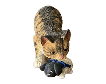 Cat and Lamb Plushie Mini Resin Figurine Vintage 1990