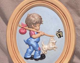 Vintage Holland Mold Wall Plaque Hand Painted 1970s