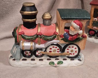 Vintage Hand-Painted Porcelain Train Set