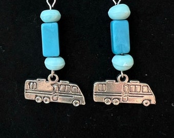 Drop earrings with turquoise accent beads
