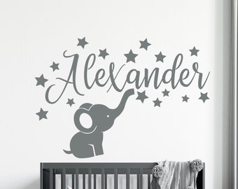 baby shower gift Baby elephant decal elephant wall art name wall decal elephant wall decal baby room decal