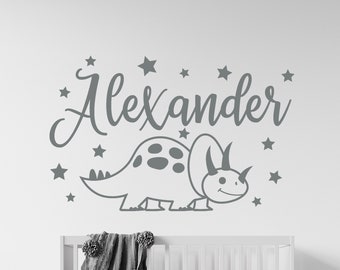 Dinosaur Custom Boy Name Wall Decal Nursery: Personalized Dinosaur Kids Room Decor