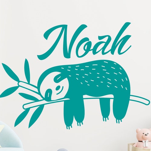 Sloth Wall Decal With Brunch – 22 Inch Wide Woodland Nursery Animal Sticker