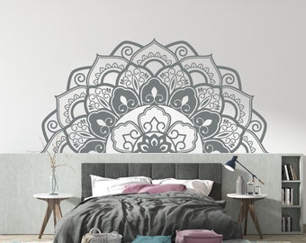 Mandala wall decal, half mandala decal, bohemian bedroom decor, mandala sticker, headboard decal, mandala wall art, bedroom decor,