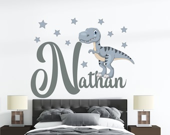 Personalized Dinosaur Boy Name Wall Decal: Colored Animal Kids Room Vinyl Decor