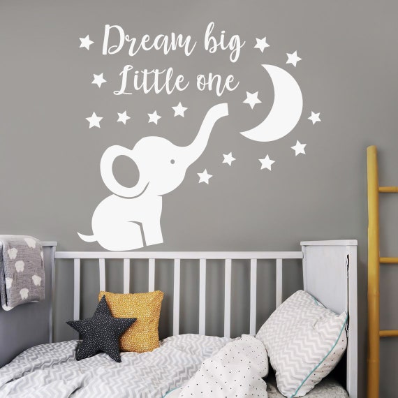 Elephant Nursery Wall Decal Dream Big Little One Baby