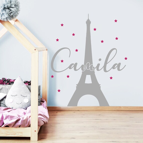Name Wall Decal Paris Decal Baby Room Decor Girl Name Etsy