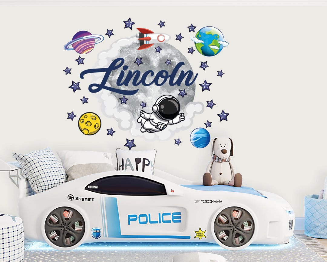 Personalized Astronaut Boy Name Wall Decal Kids Room: Space Planets and ...