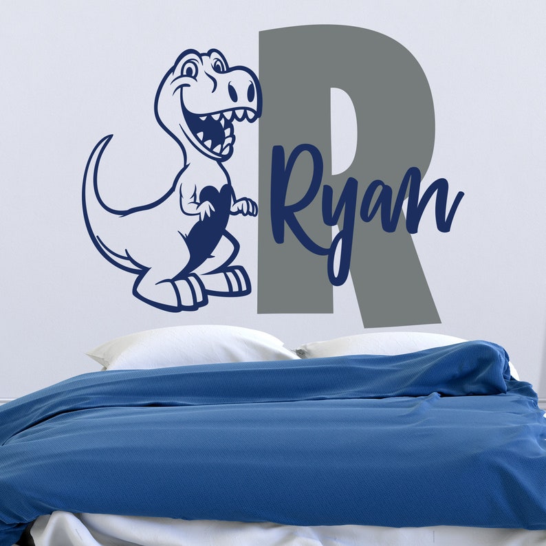 Boy name wall decal baby room decor dinosaur decal kids | Etsy