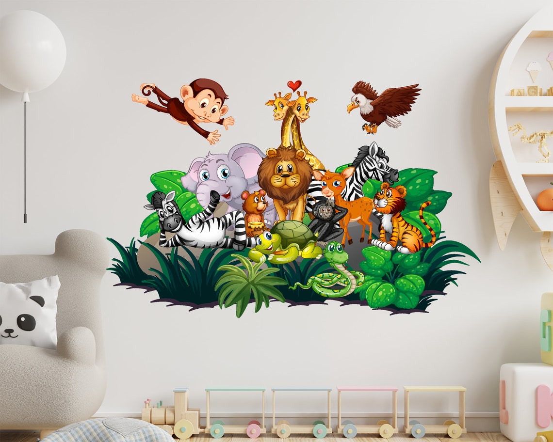 Animal set wall decal baby room decor safari animal decal Etsy